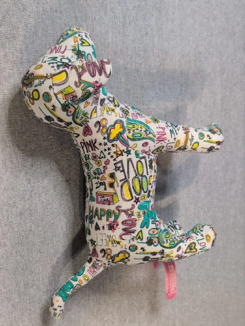 Victoria’s Secret PINK Dog Plush Doodle Print Stuffed Animal 8” Toy